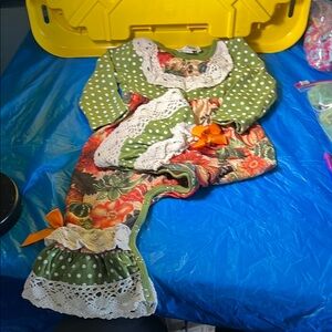 Green Polka Dot Floral Baby Outfit